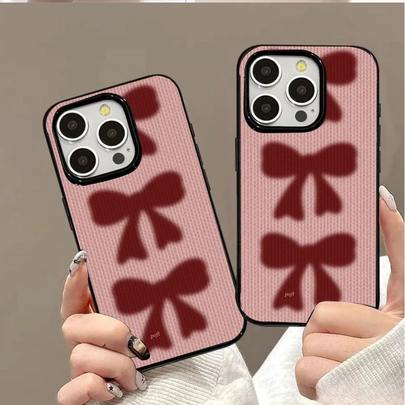 귀여운 리본 보우 광택 소프트 폰 케이스 아이폰 17 16 16e 15 14 13 12 11 프로 맥스 X XR 17 에어 7 8 플러스 SE2 충격 방지 커버