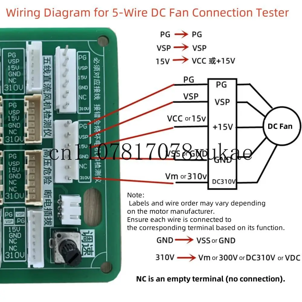 

3-wire/5-wire Universal Air Conditioner DC Fan Motor Tester Short Circuit Protection HVAC Motor Diagnosis Speed Adjustment