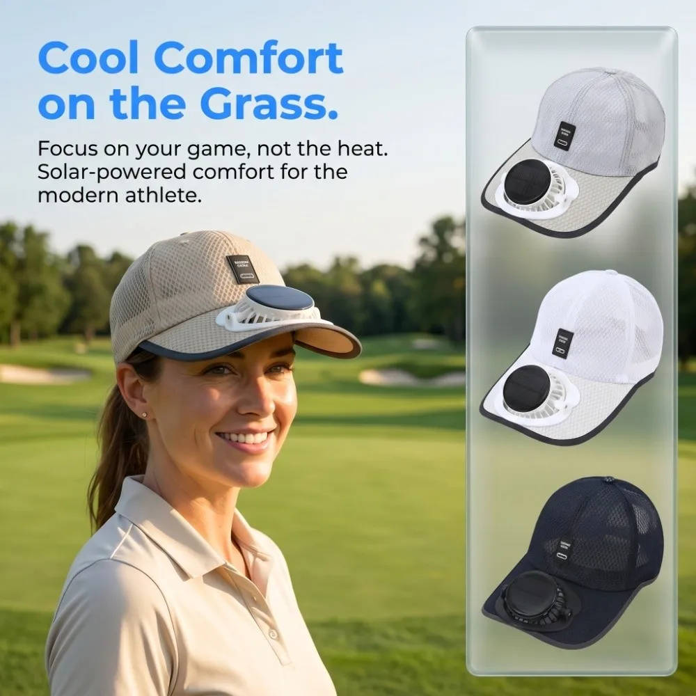 Sun Protection Solar Powered Fan Hat Strong Wind Lightweight Baseball Cap with Fan Portable Unisex Summer Fan Visor Cap