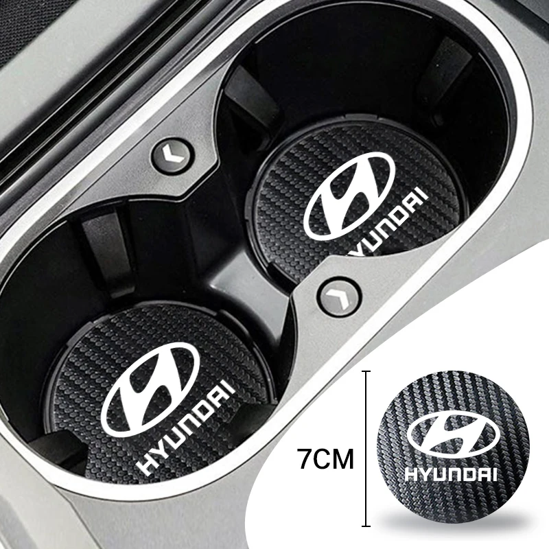 Car Anti Slip Mat Car Water Cup Slot Car Coaster Interior Accessory For Hyundai Creta SantaFe Kona Genesis Equus Coupe Azera ion