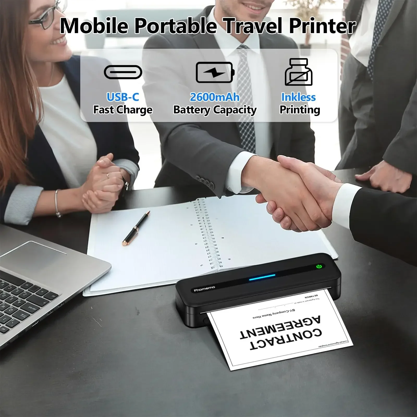 Phomemo M832 Portable Printer Bluetooth Thermal Tattoo Printer Inkless Support 50/80/110/Letter/A4/A5 Thermal Paper for Mobile