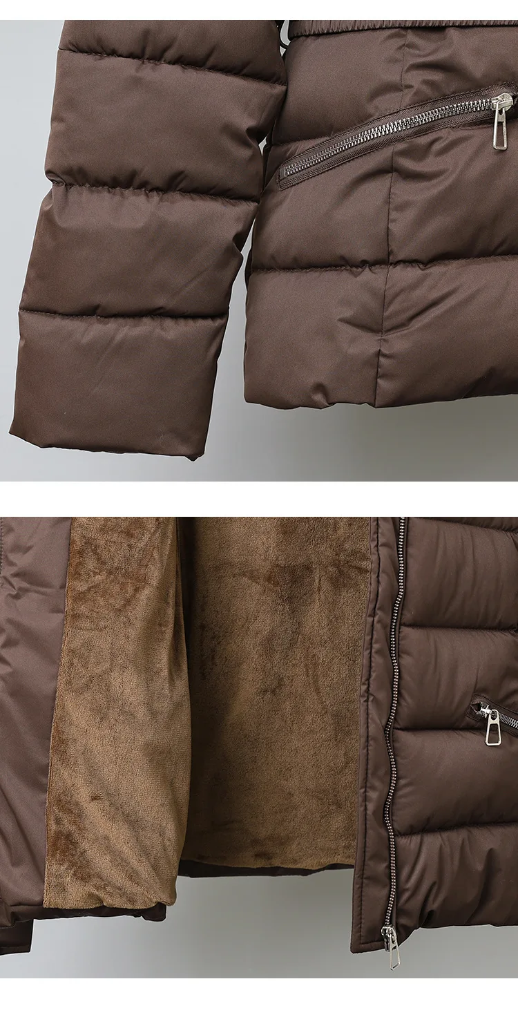 Winter Solid Color Long-sleeved Fur Collar Hooded Short Down Cotton Jacket Women's Slim Winter Thickened Versatile Warm Jacket