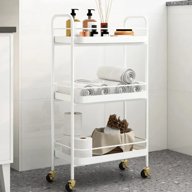 Nordic Multi-Layer Spa Cart with Wheels Mobile Storage Rack for Towels Space-Saving Organizer for Showers Flexible Towel Rack