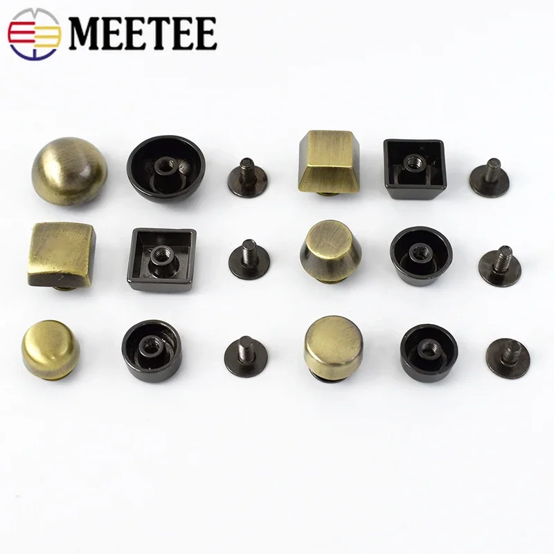 10Pcs Meetee Metal Rivet Nails Buckles Handbag Screw Studs Button Leather Bag Snap Hook Decorative Foot Nail Clasp Accessories