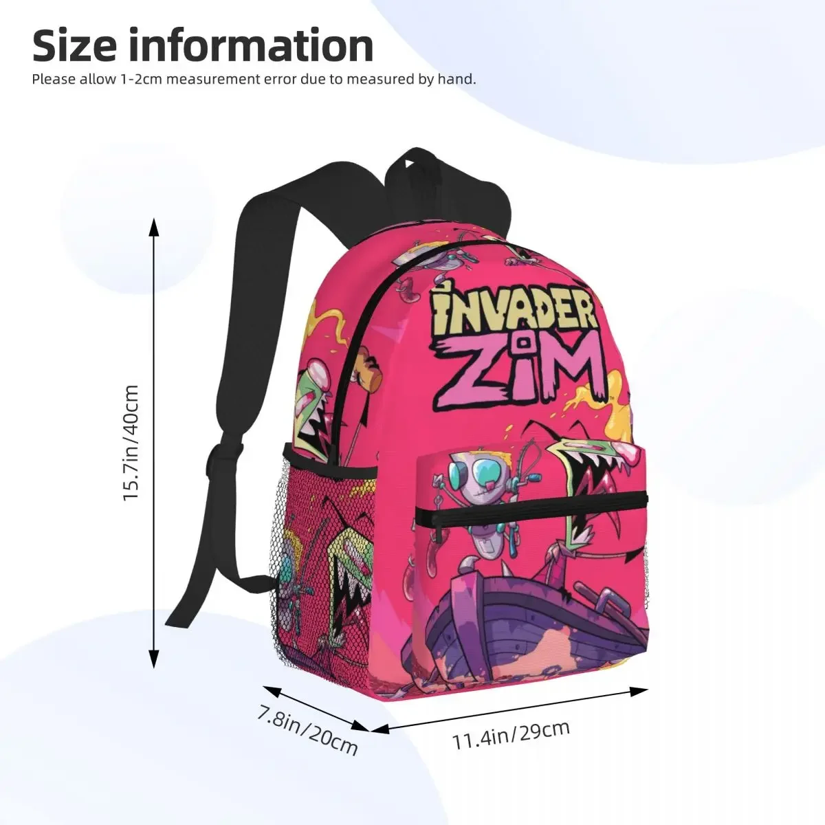 Invader Zim Student Backpack School Bag Hiking Travel Daypack for Boys Girls Fashion Bookbag Shoulder Bags