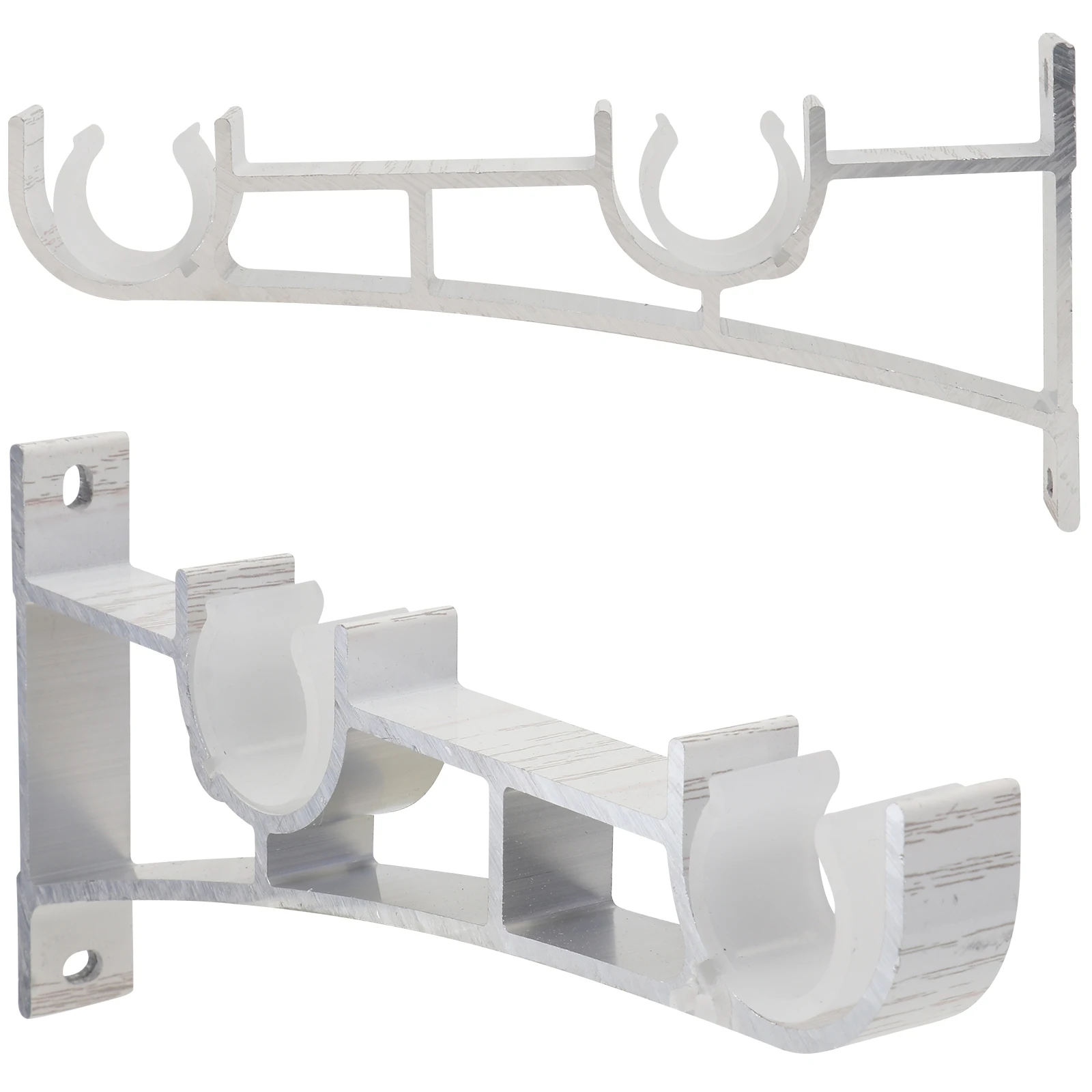 

2PCS Curtain Bracket Aluminum Alloy Aluminum Alloy Curtain Bracket Double Wall Mount 28mm 30mm Diameter Fits Classic Rails White