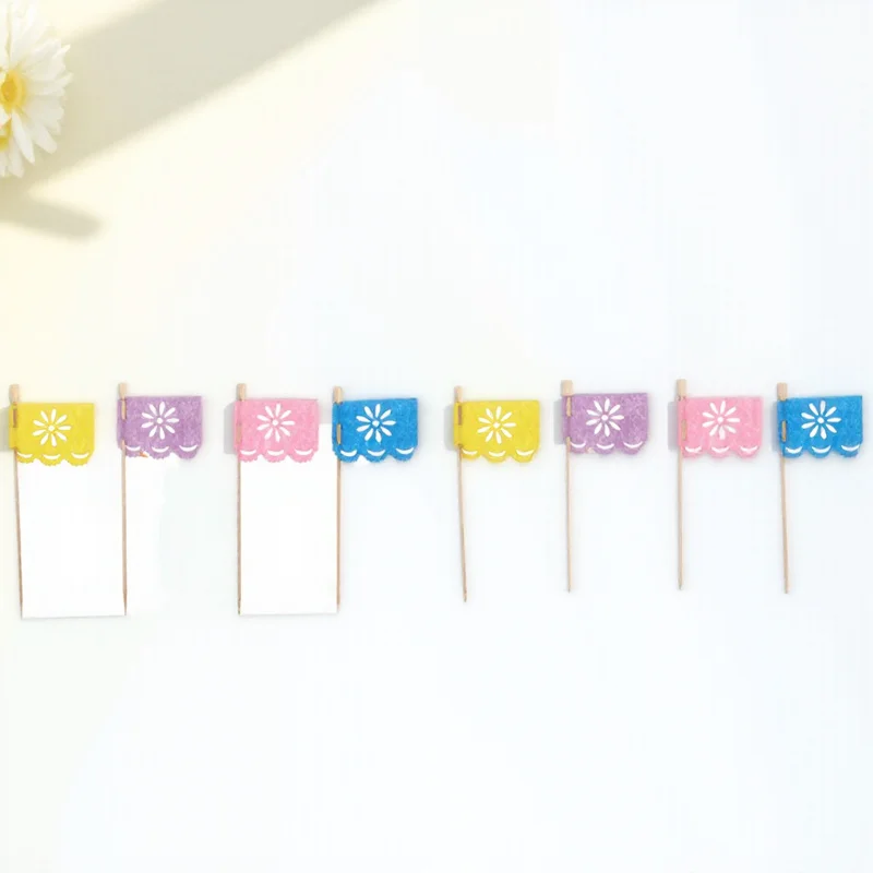 

24Pcs Day of The Dead Cake Flag Picks Mini Mexican Flags Perfect for Themed Parties Day of The Dead Cake Picks