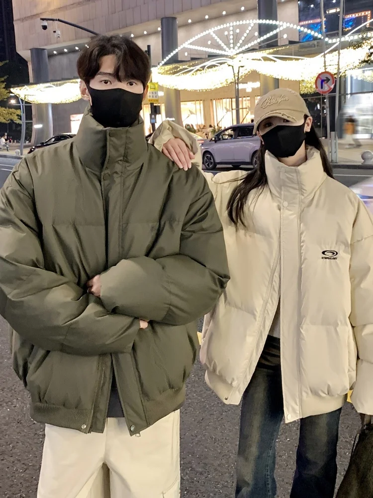 

Парные хлопковые куртки 2024: Новинка зимы, вышитые, свободные, повседневные, теплые, в американском уличном стиле, молодежные, популярные