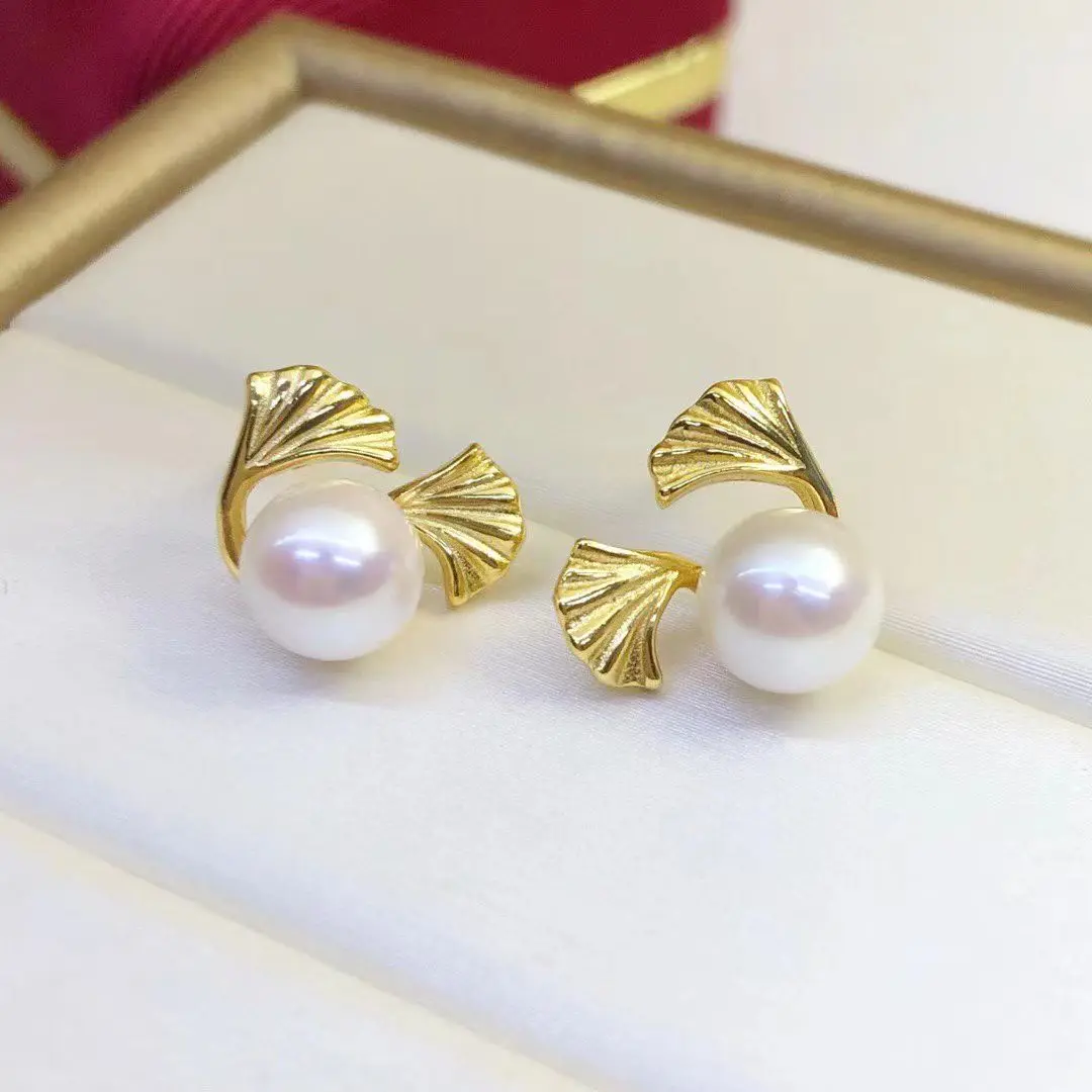 

Wholesale S925 Sterling Silver Earrings Mount Findings Settings Base Mounting Parts Accessory for 7-8mm Pearls 5 pairs/lot