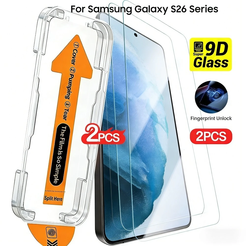 

2Pcs Full Cover Screen Protector for Samsung Galaxy S26 S25 S24 Ultra S23 S22 S21 Plus S25 S26 Edge Dust Free Installation Glass