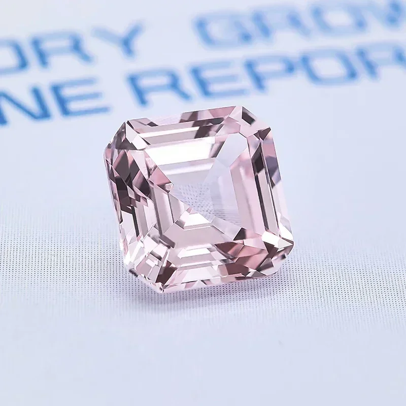 Im Labor gezüchteter Saphir, loser Edelstein, Asscher-Schliff, Morgan-Pink, VVS1, Perlen für die Schmuckherstellung, Halskette, wählbar, AGL-Zertifikat – Detail 4