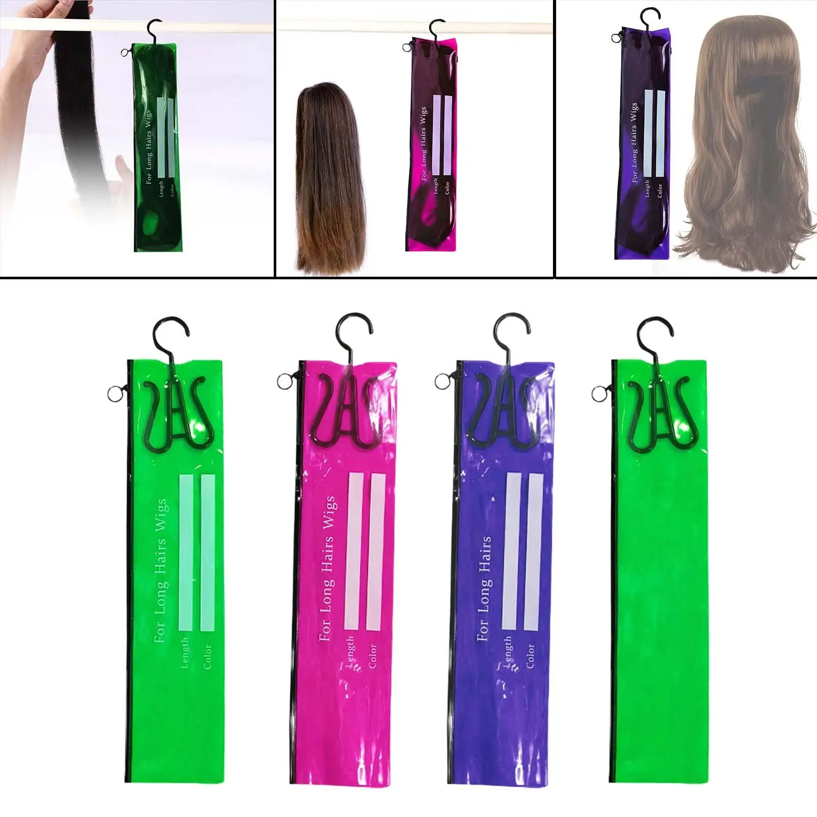 2 Pieces Hair Extension Storage Bags, Wig Case, Transparent, Lightweight,