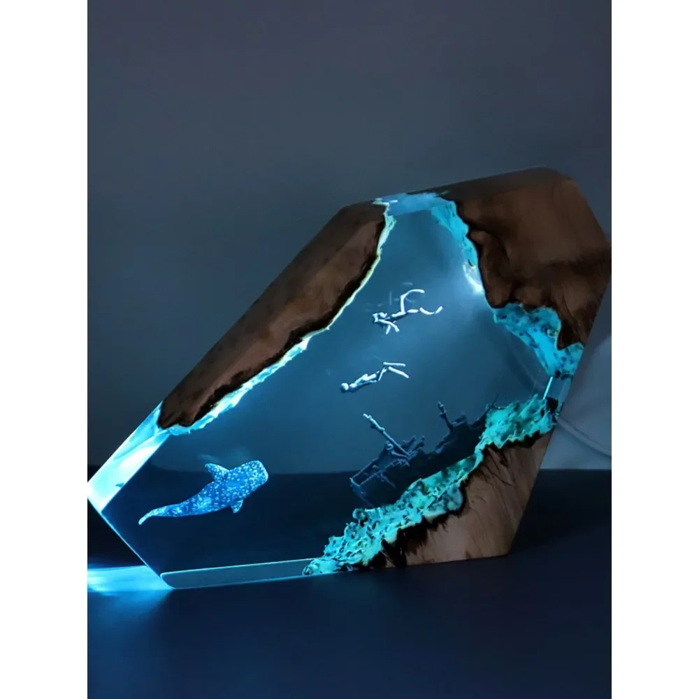 Diver Night Light Diving Deep Sea Exploration Wooden Light Free Diving Unique Decoration Festival Gift Small Night Light Decorat