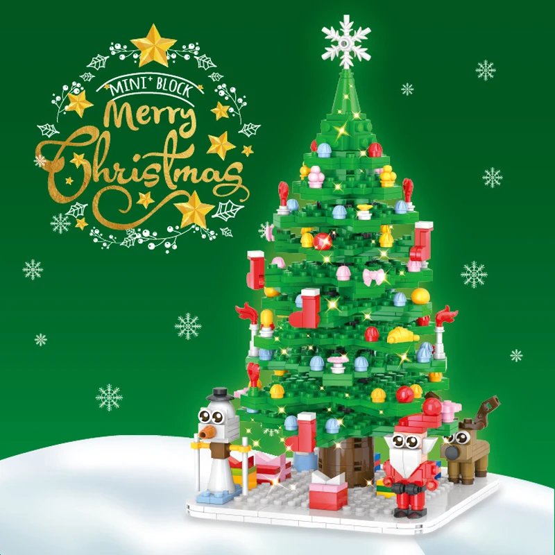 24in1 Christmas Tree Building Blocks ชุดกล่องของเล่นเด็ก Xmas Advent ปฏิทินอิฐ DIY ของขวัญเด็ก 6 ปีขึ้นไป