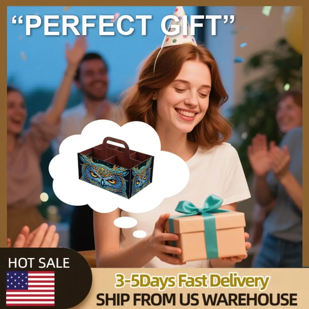 

Завершенный деревянный ящик для хранения ручной работы с бриллиантами для декора рабочего стола (Сова)