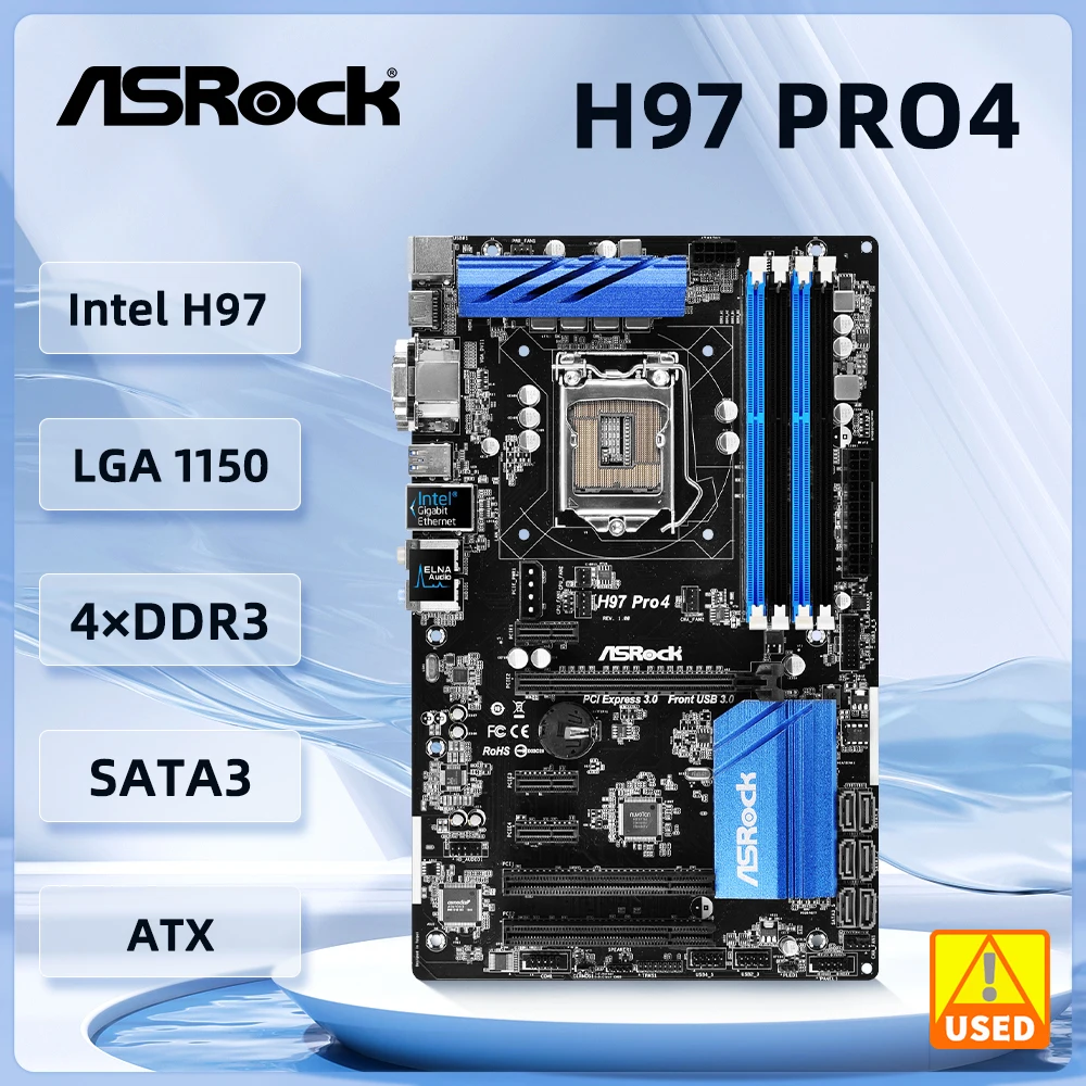 Материнская плата ASRock H97 Pro4 Intel H97 LGA 1150 DDR3 32 ГБ USB 3.1 с поддержкой i5-4590 i5-4430 i7-4790 i3-4170 i3-4130 G1850 процессор ATX
