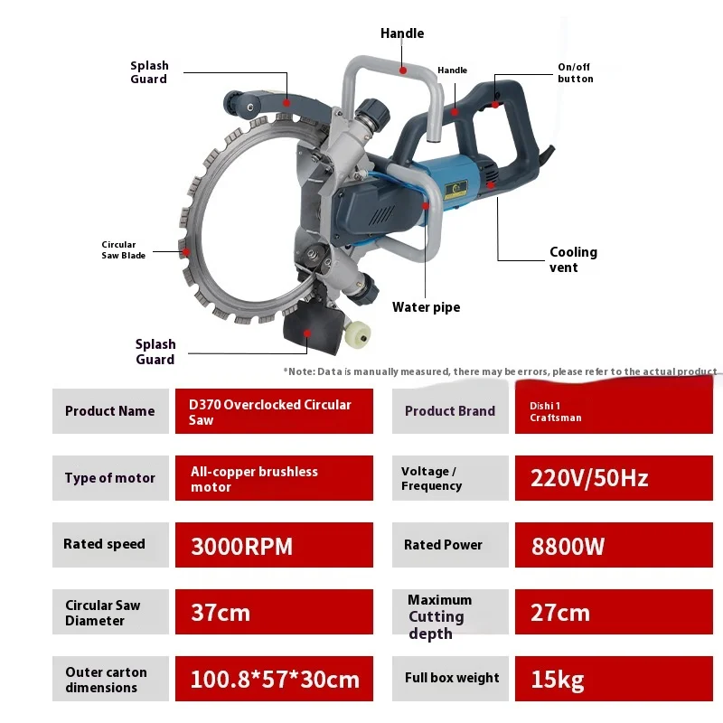 High-Power Electric Concrete Wall Cutting Machine New High-Frequency Multi-Functional Stone Cutting Tool Wall-Opening