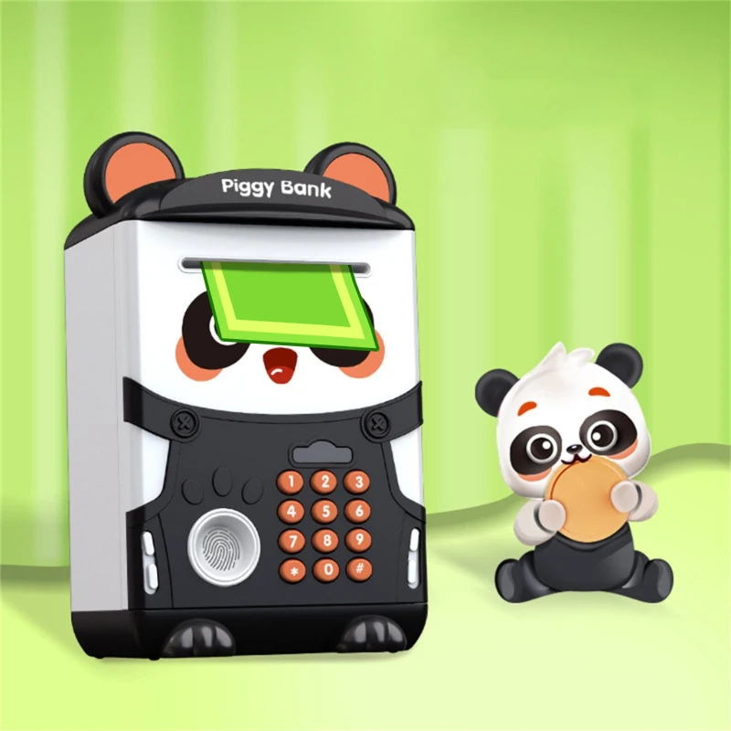 Cartoon Panda Piggy Bank Money Box Password Fingerprint Children Toys Cash Register Save Money Mini Atm New Year Sweet Gift