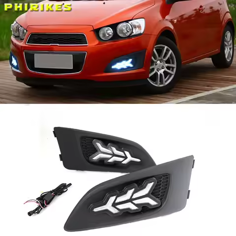 Led DRL For Chevrolet Chevy AVEO Sonic 2011 2012 2013 Daytime Running Lights Turn Signal Fog Lamp White Yellow Blue Car Accessor