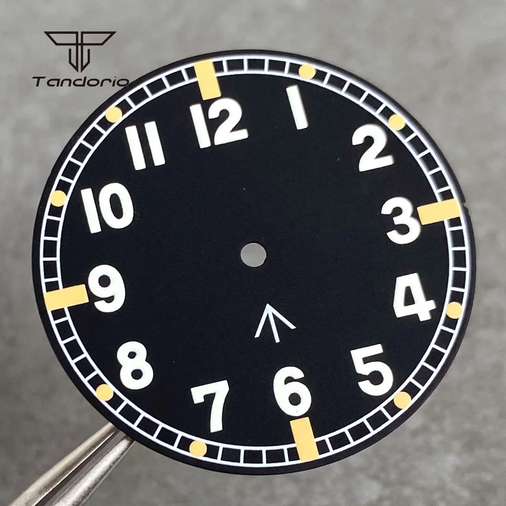 33.5mm Pilot Style Automatic Watch Dial Face+White Hands Arabic Numerals Fit NH35 NH36 Miyota82 ETA2824 PT5000 Wristwatch Parts