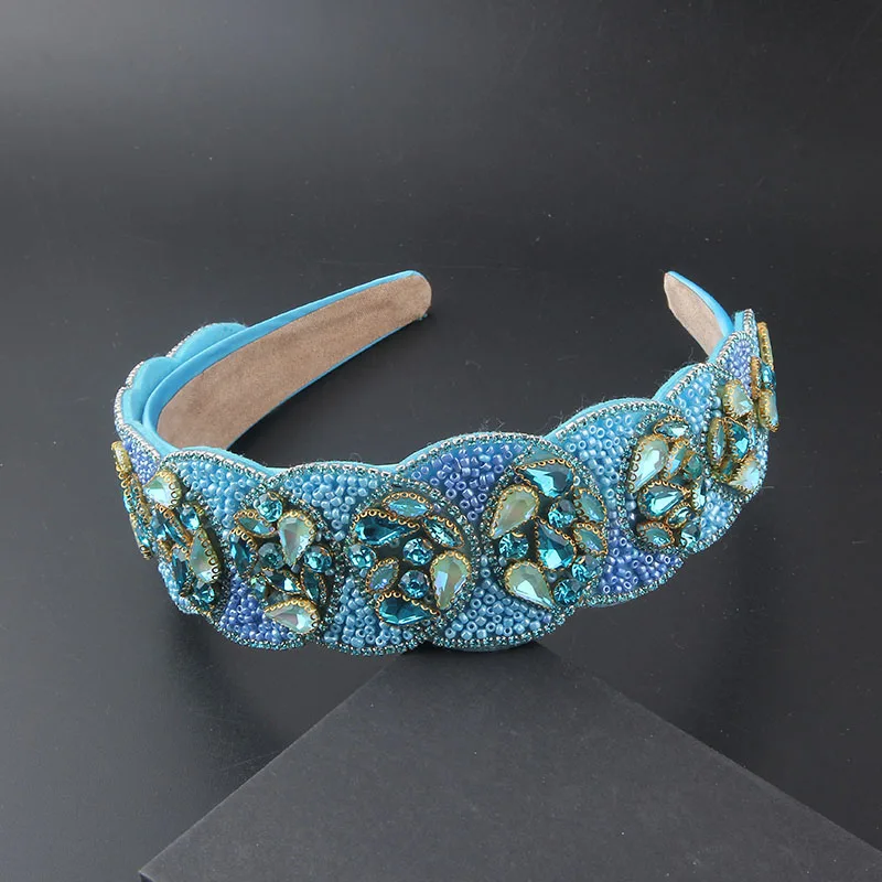 Bright Color Headband Baroque Trend Exaggerated Super Flash Gem Headband Luxury Hair band Heavy Full Rhinestone Headband  Hair