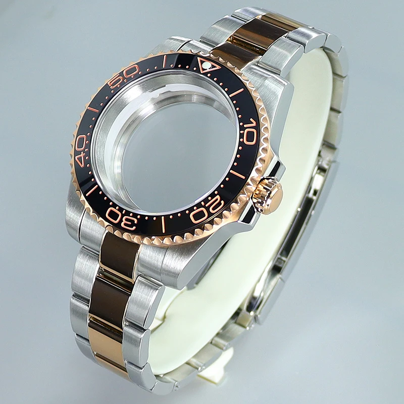 For Submariner GMT NH35 NH36 Miyota 8215 Eta 2824 Movement 40mm Watch Case include Case Strap Sloping Bezel Sapphire Glass parts