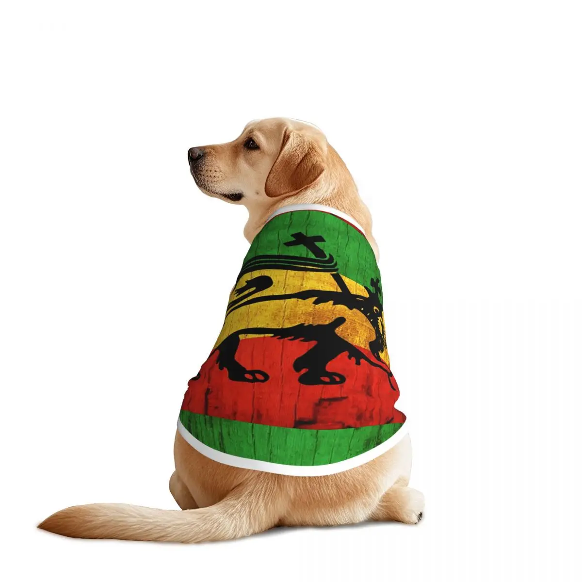 Custom Lion Of Judah Reggae Rastafarian Flag Dogs Clothes Breathable Thin Pet Vest Large Dog Jacket Pet Accessories