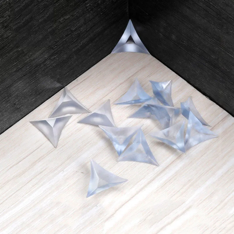 50pcs PVC Transparent Corner Dustproof Plug Triangles Furniture Wardrobe Cabinet Drawer Pad Dead Corner Household Cleaning Tool