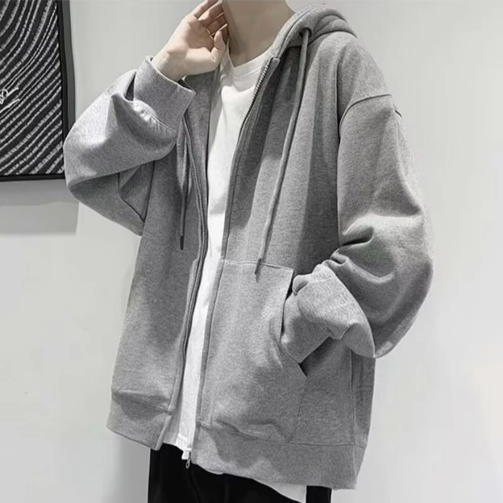 Felpe con cappuccio da uomo di moda tasche in tinta unita Casual con cappuccio camicia con Zip cappotto felpe top felpa con cappuccio abbigliamento maschile