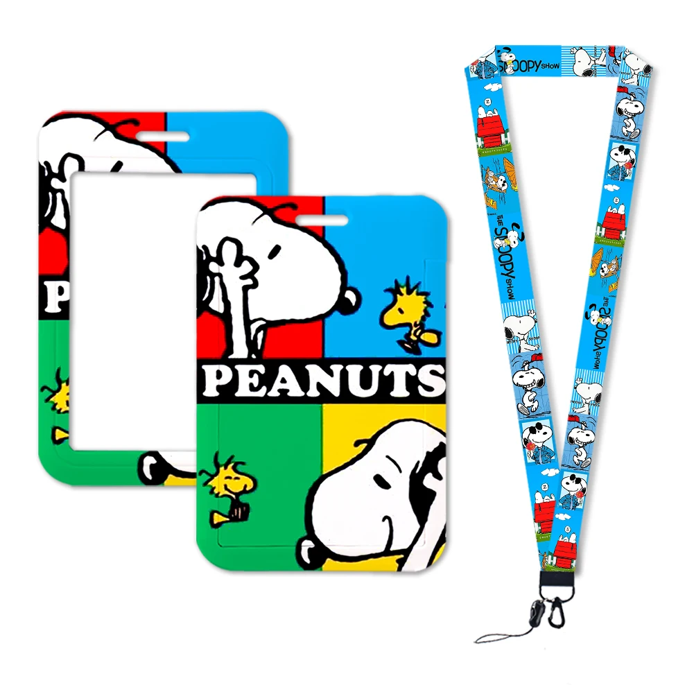 Gantungan Kunci kartun Snoppy lanyard lucu, Gantungan Kunci tempat kartu kredit ID, tali gantung Bank, Aksesori kunci hadiah