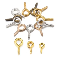 200pcs Small Tiny Mini Eye Pins Eyepins Hooks Eyelets Screw Threaded Clasps Hook for DIY Jewelry Making Findings Wholesale