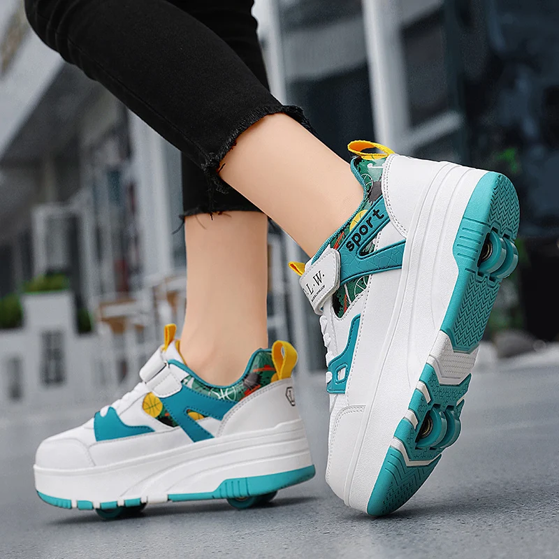 Children's Roller Skates Children's Double Wheeled Roller Skates Walking Shoes Removable Wheeled Children's Roller Skates