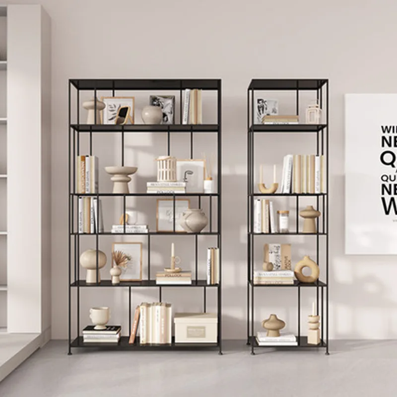 Display rack, creative light luxury wrought iron Nordic office, honorary placement of living room floor storage rack