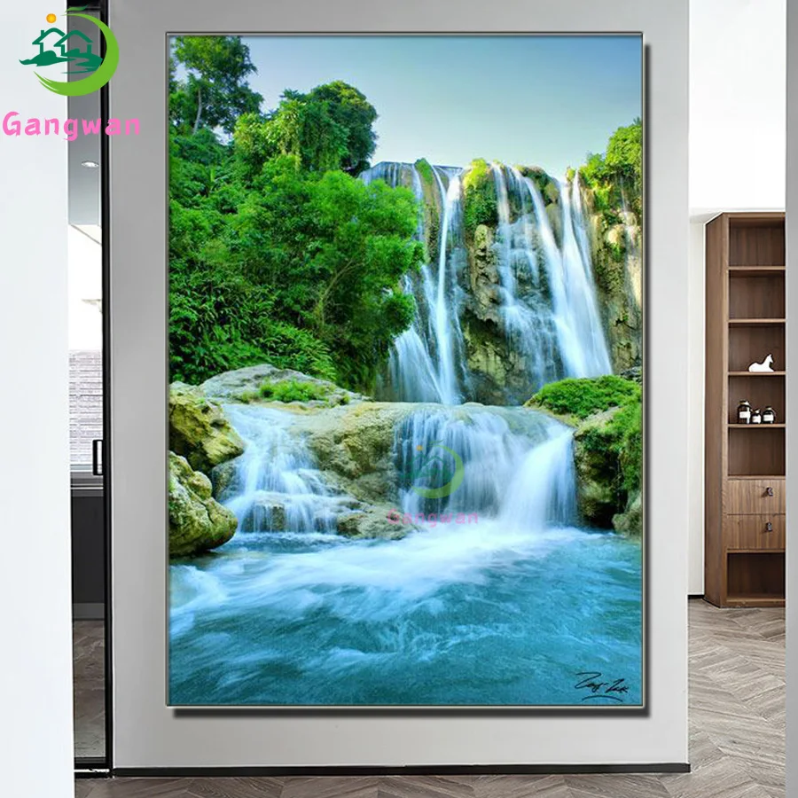 

5D алмазная вышивка «сделай сам», водопад, фотоальбом, полный квадратный набор, мозаика, натуральный ландшафт, украшение для дома