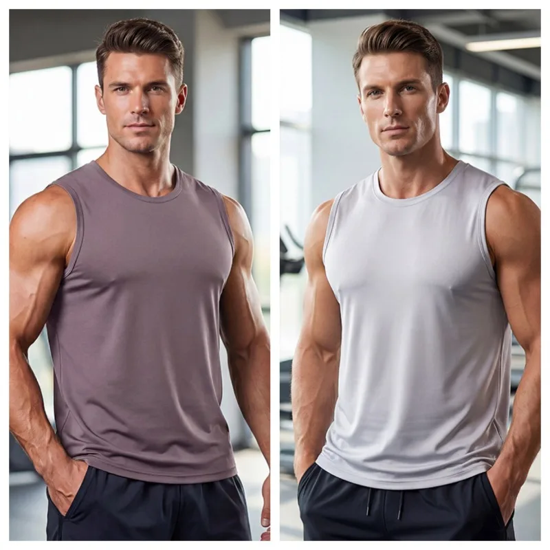 

Спортивный комплект для активного отдыха: быстросохнущая, дышащая, влагоотводящая футболка без рукавов из ледяного шелка и шорты до колен