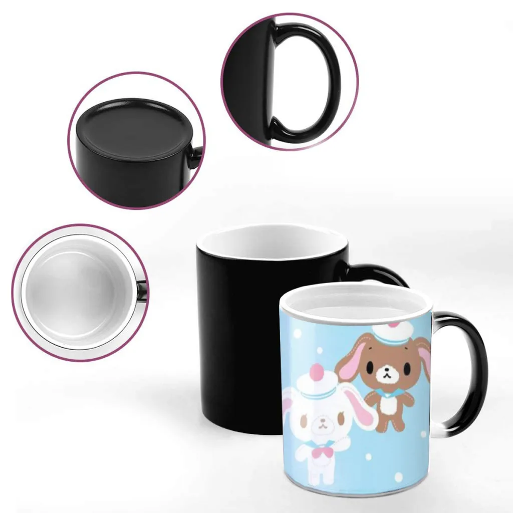 S_sugarbunnies-ceramic coffee cup, estilo kawaii, magia mudando de cor, presente para amigos, frete grátis