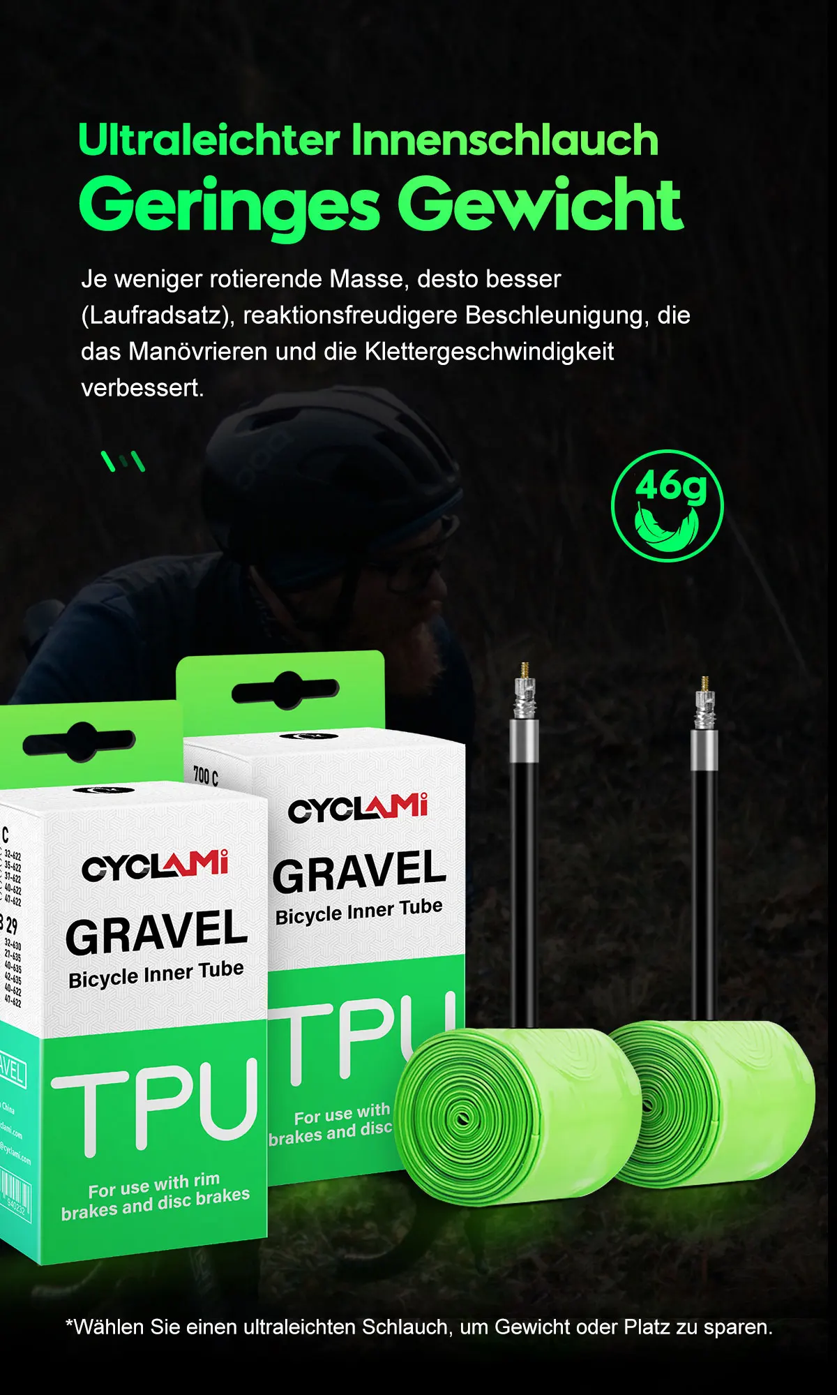 2 stücke CYCLAMI Ultraleicht Kies Fahrrad TPU Innenrohr Reifen Straße MTB 29 Französisch Ventil FV 45mm 65mm Für 700C 32C 35C 37C 40C 47C – Detail 19