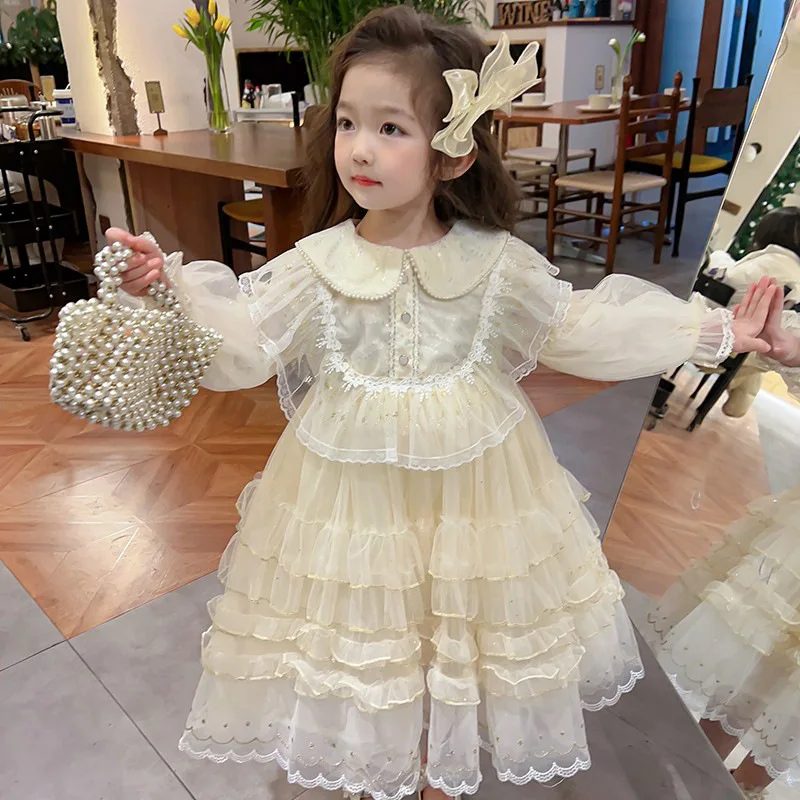 \' Princess And Autumn Children\'S Western Style Baby \' Lolita Girls\' Spring Gauze Dress