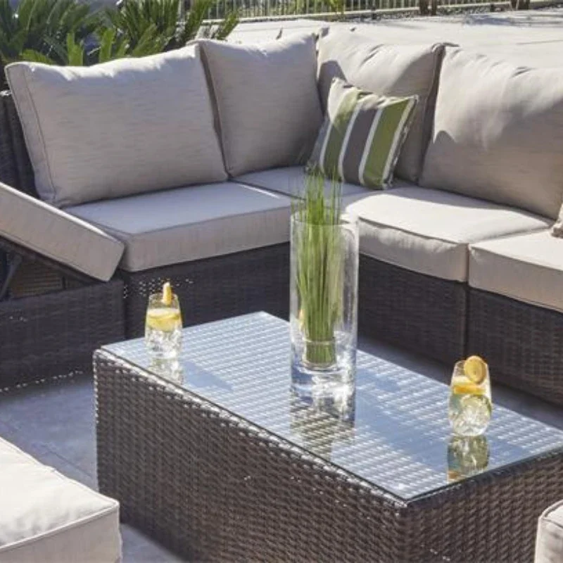 

Modern outdoor combination L-shaped synthetic rattan restaurant sofa garden set outdoor furniture