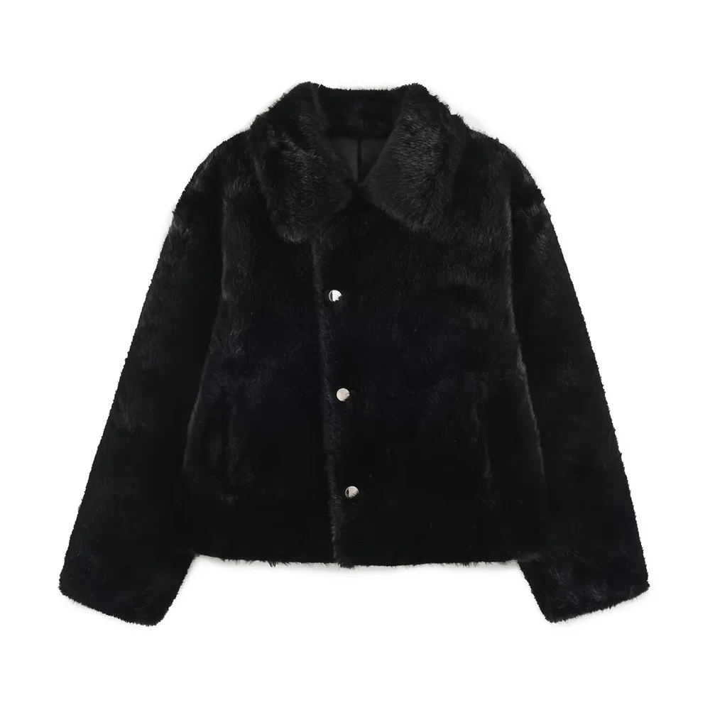 Guobioziy Women's Jacket 2026 Fall/Winter New French-Style Fashion Motorcycle Long-Sleeve Lapel Patchwork Reversible Jacket