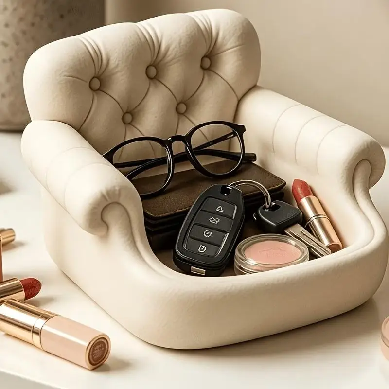 3D Relief Sofa Storage Tray Tufted Valet Tray For Keys Jewelry Decorations Centerpieces Party Supplies Housewarming Gift