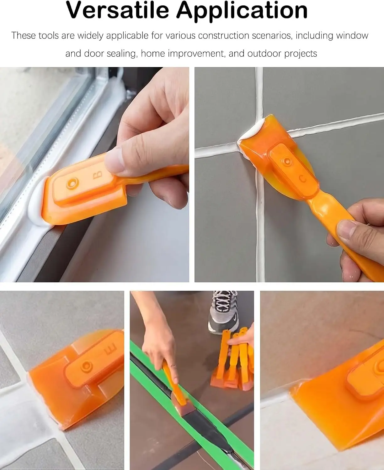 19Pcs Caulking Nozzle Kit ABS Glue Tips With Rubber Smoother Tool For Silicone Sealant Application And Finishing Work