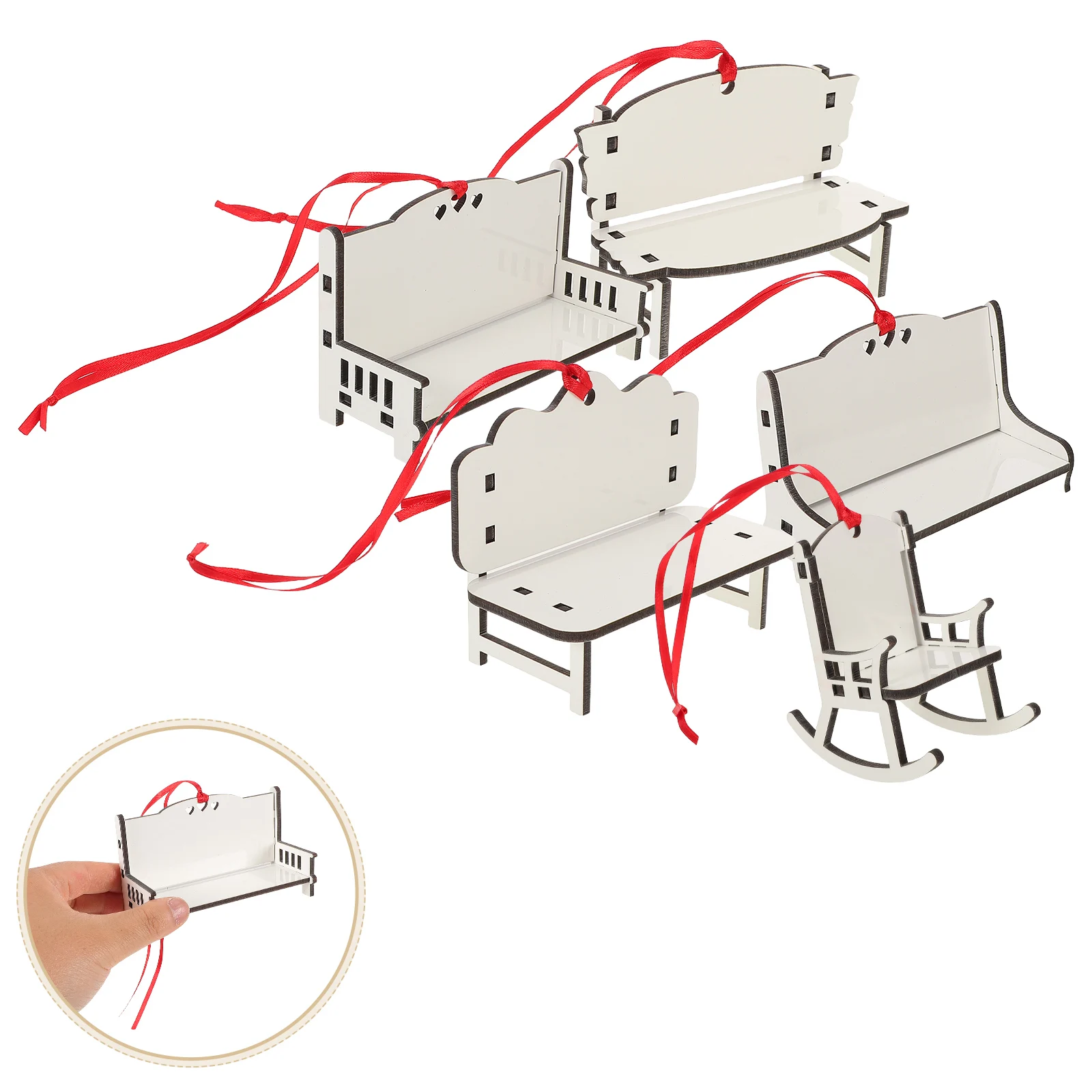 

5pcs Sublimation Bench Blank Heat Transfer Ornament Diy Chair Decoration Wooden Christmas Tree Hanging Pendant Unfinished