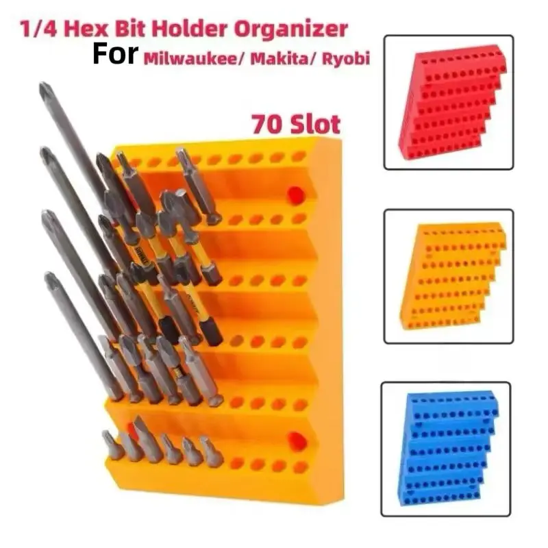 70 Hole Screwdriver Drill Holder Storage Grid Hexagonal Drill Storage Box For 1/4 Inch drive Drill Adapter