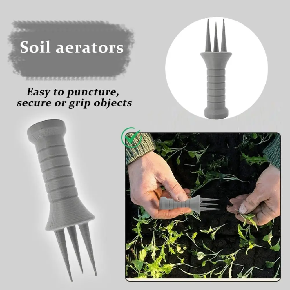

Portable 3 Spikes Hand Tiller Garden Tool Storage Hole Lightweight Soil Aerator Plastic Ergonomic Grip Flower-growing Tools Yard