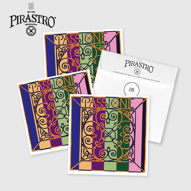 PIRASTRO Passione/Passione Solo Handmade Gut Violin Strings Set Professional 4/4 Size Aluminum/Silver Winding Medium Tension