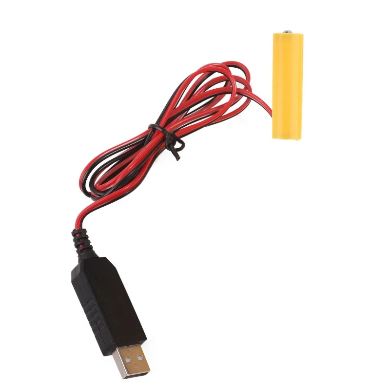 USB 5V to 1.5V AA Battery Eliminators USB Power Supply Cable Replace 1x 1.5V AA Battery for Electric Toy Clock LED Light