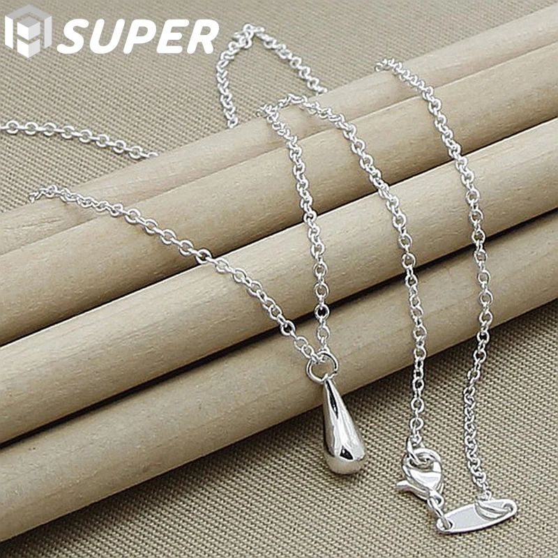 

925 Sterling Silver Water Droplets/Raindrops Pendant Necklace 18 Inch Chain For Women Wedding Fashion Jewelry