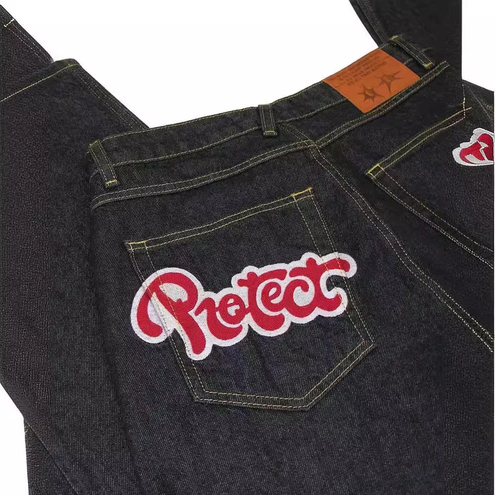 جينز صيفي غير رسمي بأرجل مستقيمة من العلامة التجارية الأمريكية على الموضة في الشارع الهيب هوب للرجال جينز هاراجوكو ذو قصة ضيقة عصرية ومتعددة الاستخدامات #2