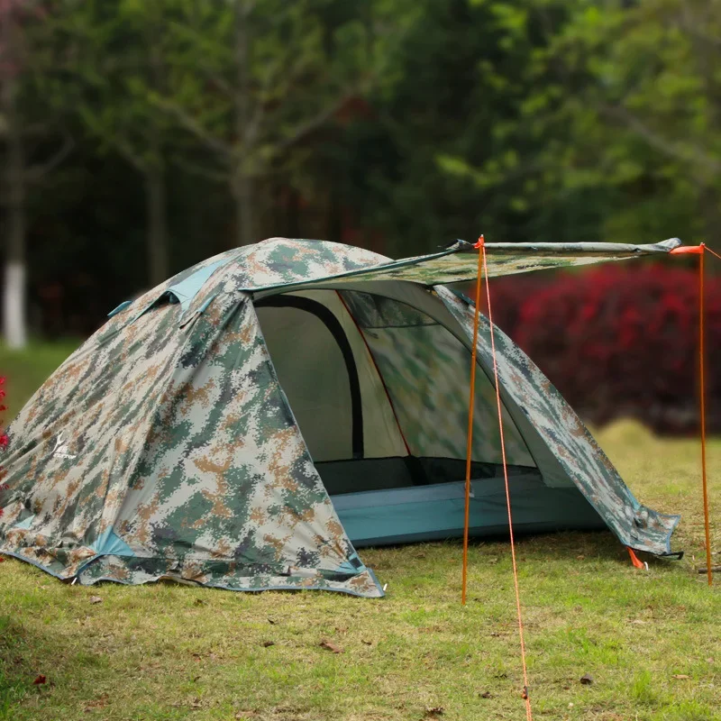 Flytop 2 layer 2-3 Person Outdoor Camping Tent 4 Season Aluminum Rod Hiking Beach Wafterproof Family Team Snow Skirt Car Tent